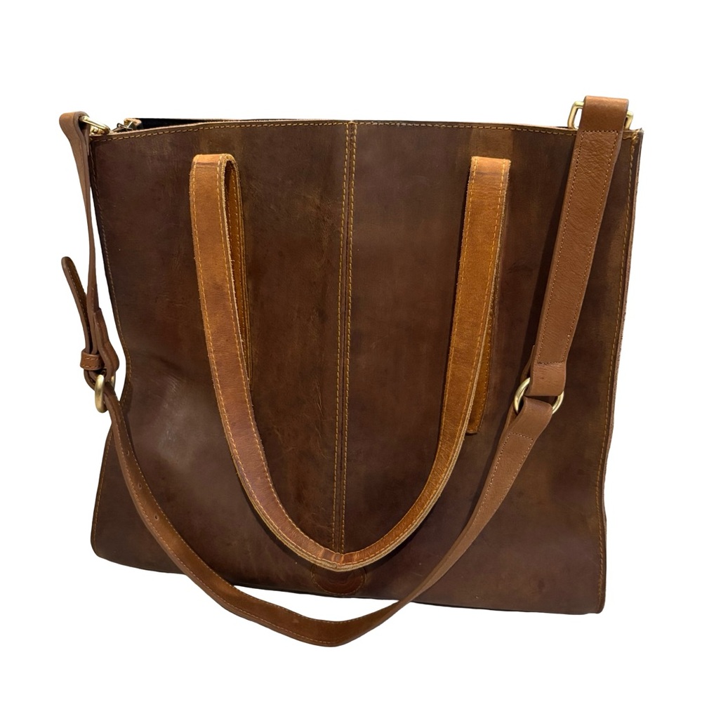 Le Papillon Large Brown Leather Tote - Picture 6 of 16